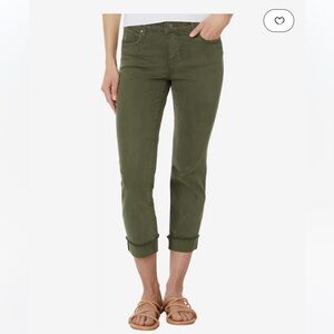 KUT from the Kloth Amy Cropped  Straight Leg Fray Hem Jean Olive Size 4
